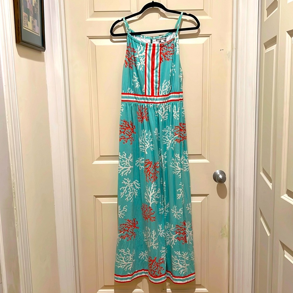 Barbara Gerwit Coral Cotton Stretch Dress Sz Large